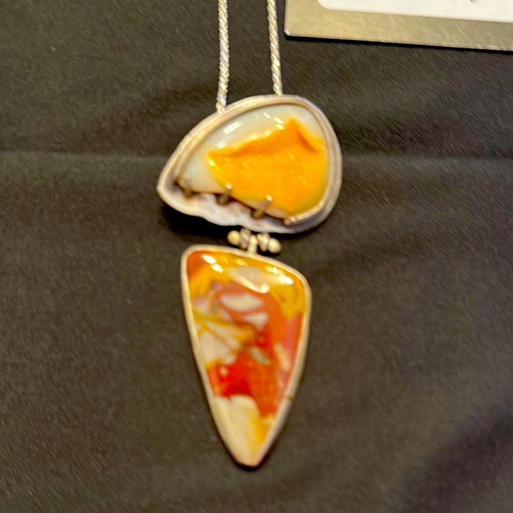 Sterling Silver Carnelian and Jasper Statement Necklace